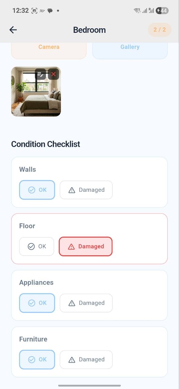 RentSpec slaapkamer check-out: vergelijking met check-in staat